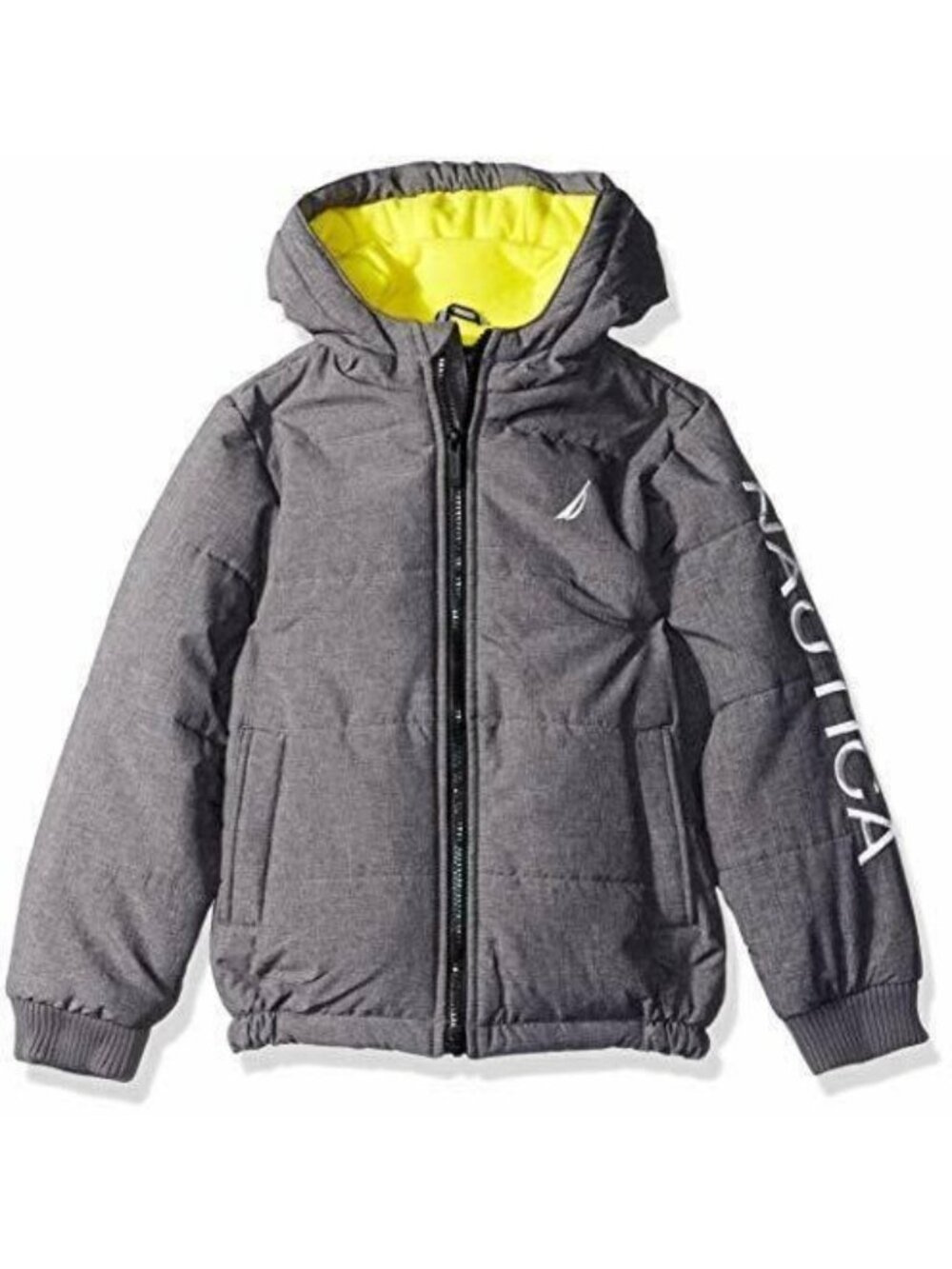 Nautica Boy's Water Resistant Bubble Gray Yellow Jacket Storm Size 14/16 Large
